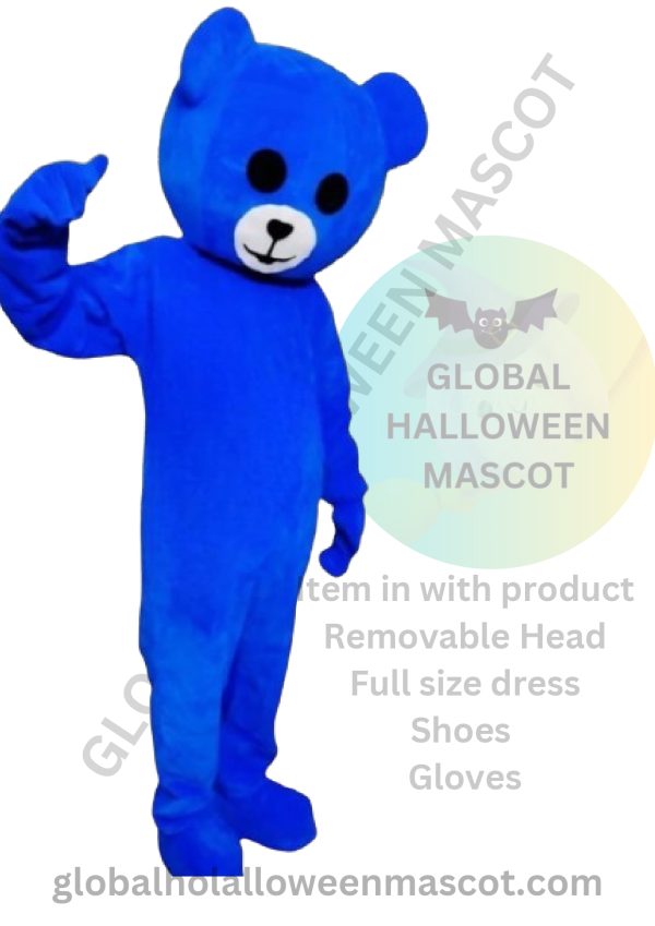 GLOBAL HALLOWEEN MASCOT High Quality Blue Teddy Bear Mascot Costume