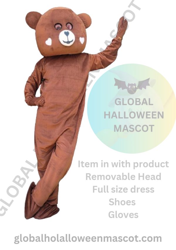 GLOBAL HALLOWEEN MASCOT High Quality Chocolate Color Teddy Bear Mascot Costume