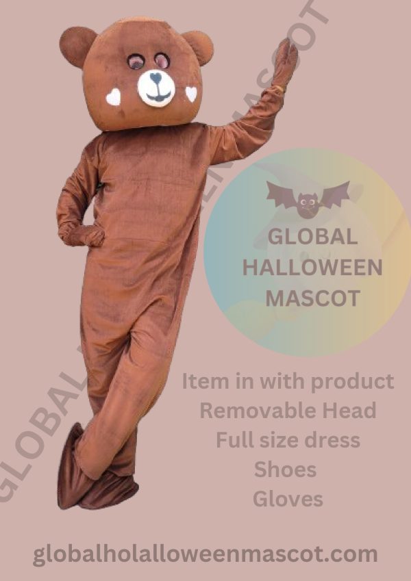 GLOBAL HALLOWEEN MASCOT High Quality Chocolate Color Teddy Bear Mascot Costume - Image 2