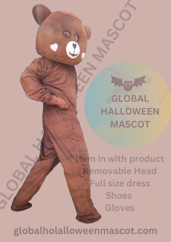 GLOBAL HALLOWEEN MASCOT High Quality Chocolate Color Teddy Bear Mascot Costume - Image 3