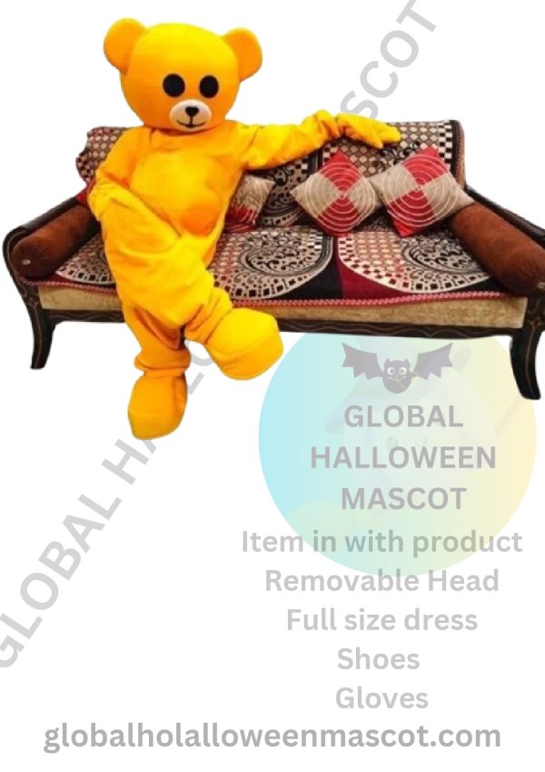 GLOBAL HALLOWEEN MASCOT High Quality Smart Yellow Teddy Bear Mascot Costume - Image 5