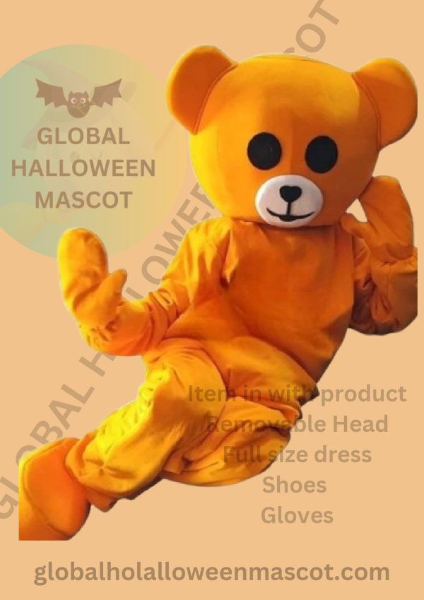 GLOBAL HALLOWEEN MASCOT High Quality Smart Yellow Teddy Bear Mascot Costume - Image 2