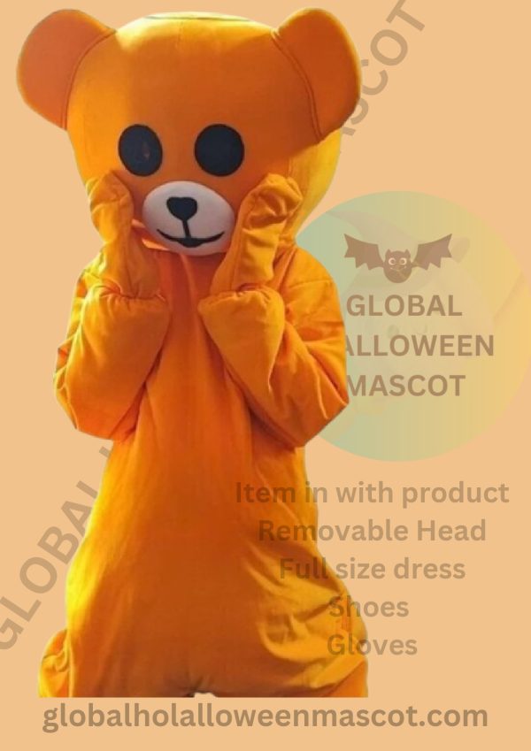 GLOBAL HALLOWEEN MASCOT High Quality Smart Yellow Teddy Bear Mascot Costume